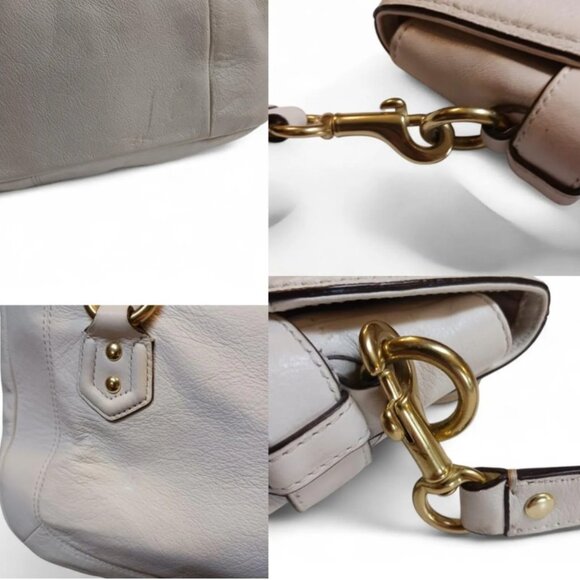 Coach Campbell Eva Flap Satchel White Leather Tote - Picture 11 of 12